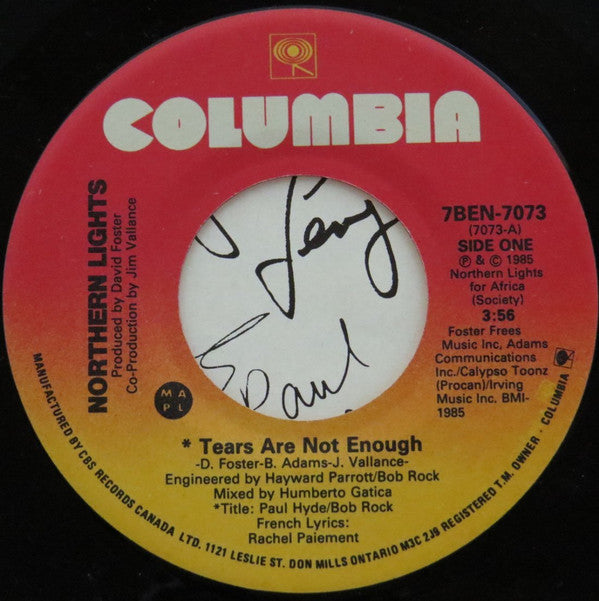 Northern Lights (6) : Tears Are Not Enough (7", Single)