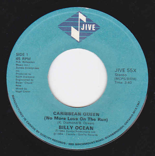 Billy Ocean : Caribbean Queen (No More Love On The Run) (7", Single)