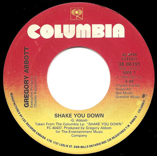 Gregory Abbott : Shake You Down (7", Single)