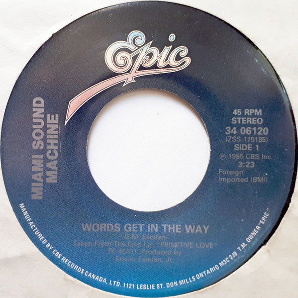 Miami Sound Machine : Words Get In The Way (7", Single)