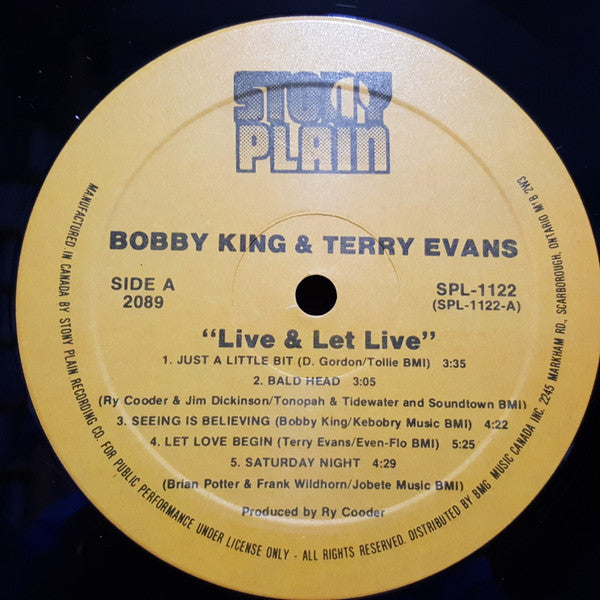 Bobby King &  Terry Evans : Live And Let Live! (LP, Album)