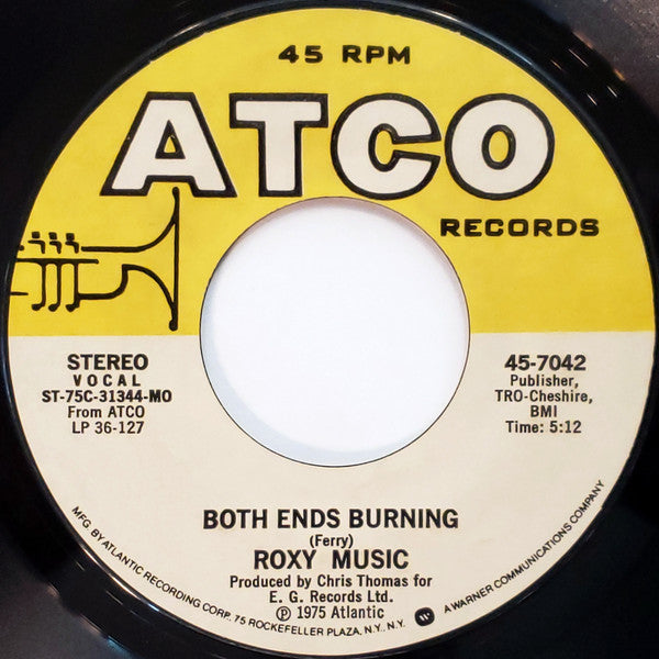 Roxy Music : Love Is The Drug / Both Ends Burning (7", Single, Mon)