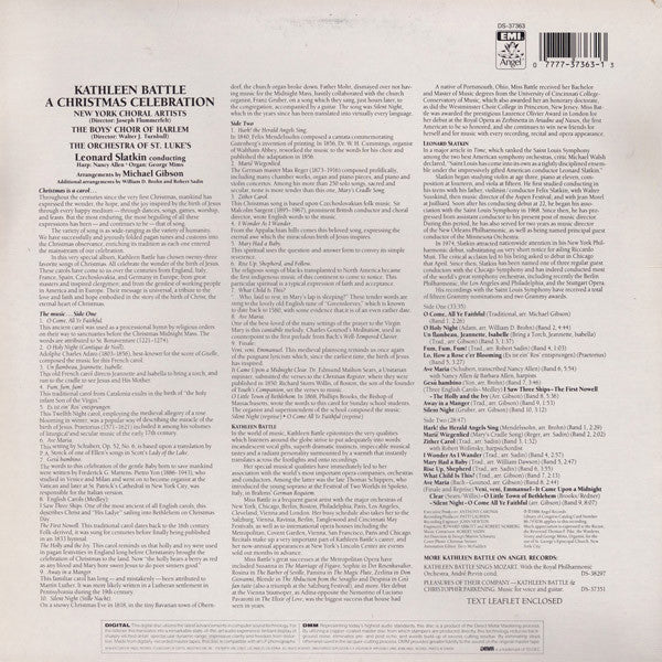 Kathleen Battle, New York Choral Artists, The Boys Choir Of Harlem, The Orchestra Of St. Luke's*, Leonard Slatkin : A Christmas Celebration (LP)