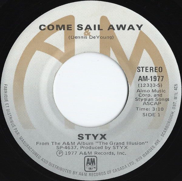 Styx : Come Sail Away (7", Single)