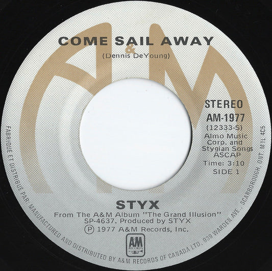 Styx : Come Sail Away (7", Single)