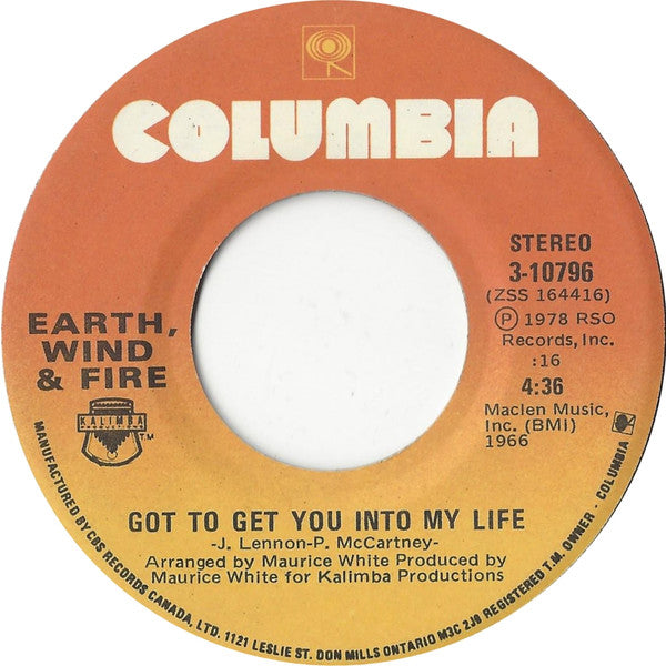 Earth, Wind & Fire : Got To Get You Into My Life (7", Single)