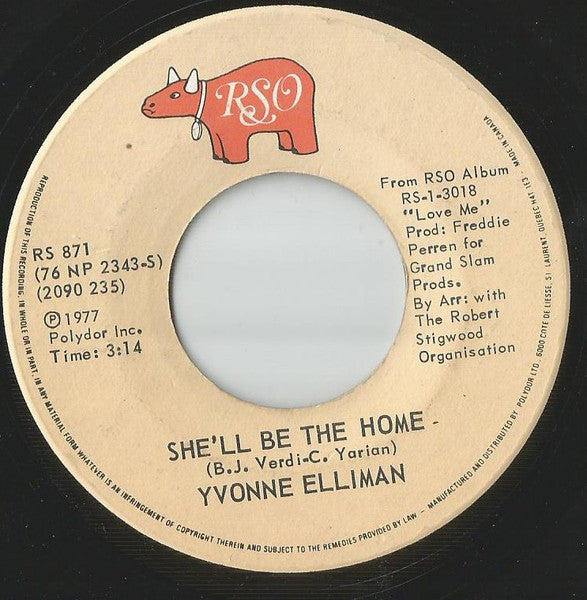 Yvonne Elliman : Hello Stranger / She'll Be The Home (7", Single)
