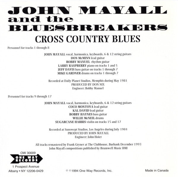 John Mayall & The Bluesbreakers : Cross Country Blues (CD, Comp)