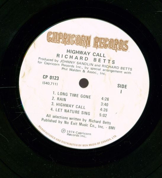 Richard Betts* : Highway Call (LP, Album)