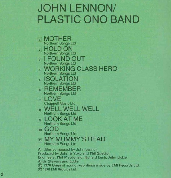 John Lennon / Plastic Ono Band* : John Lennon / Plastic Ono Band (CD, Album, RE)