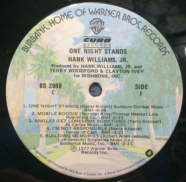 Hank Williams Jr. : One Night Stands (LP, Album)