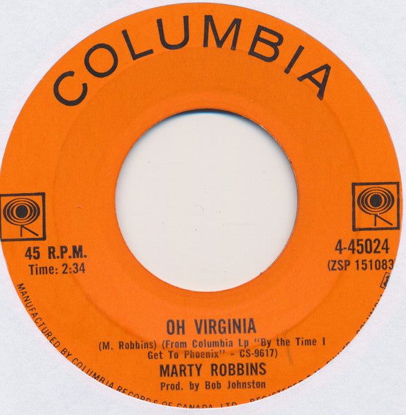 Marty Robbins : Oh Virginia / Camelia (7", Single)