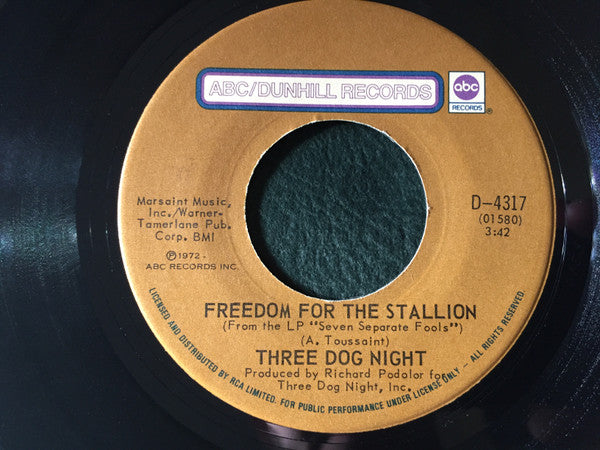 Three Dog Night : Black & White (7", Single)