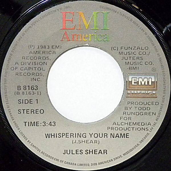 Jules Shear : Whispering Your Name (7", Single)