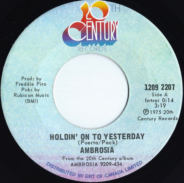 Ambrosia (2) : Holdin' On To Yesterday (7", Single)
