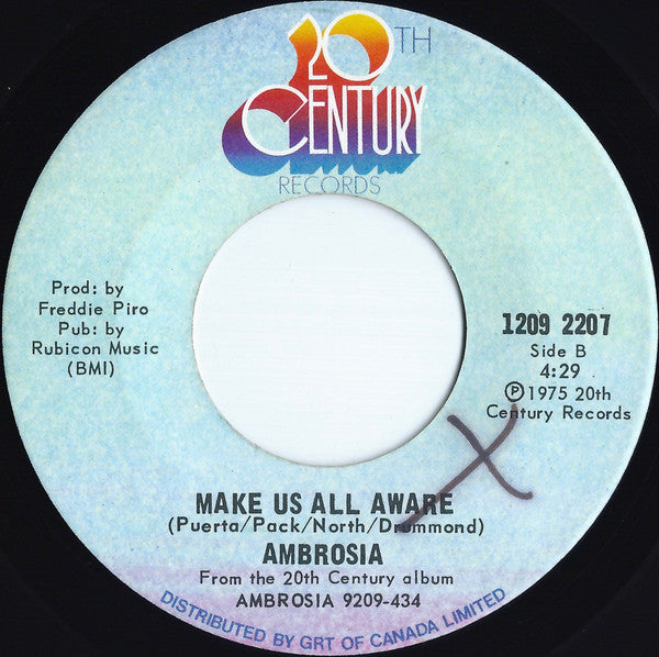Ambrosia (2) : Holdin' On To Yesterday (7", Single)