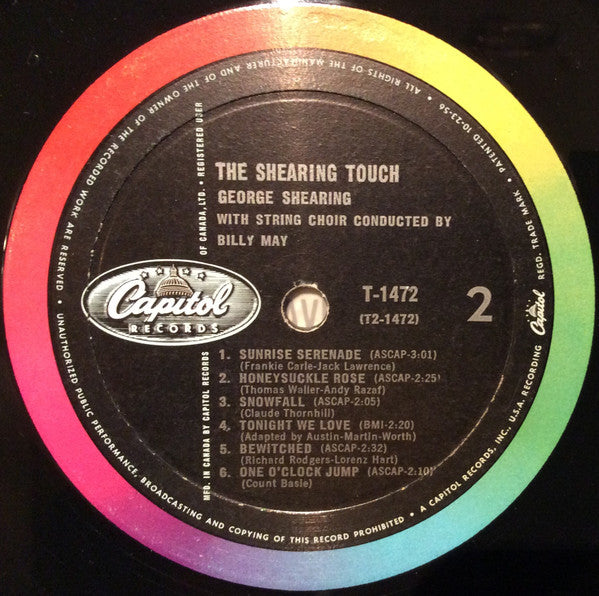 George Shearing : The Shearing Touch (LP, Album, Mono)