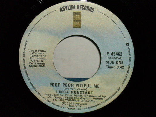 Linda Ronstadt : Poor Poor Pitiful Me (7", Single)