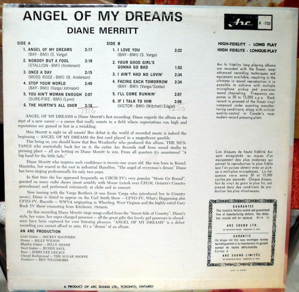 Diane Merritt : Angel Of My Dreams (LP, Album)