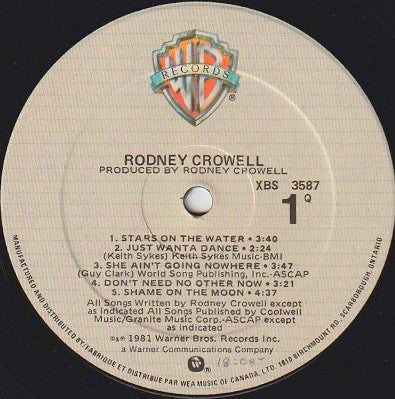 Rodney Crowell : Rodney Crowell (LP, Album)
