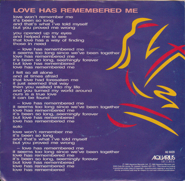 April Wine : Love Has Remembered Me (7", Single)