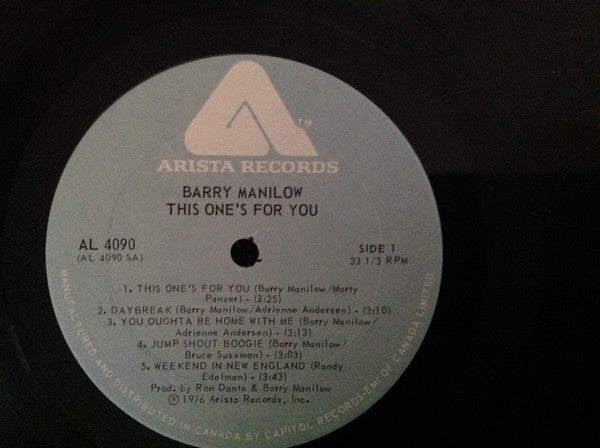 Barry Manilow : This One's For You (LP, Album)
