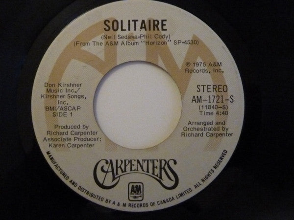 Carpenters : Solitaire (7", Single)