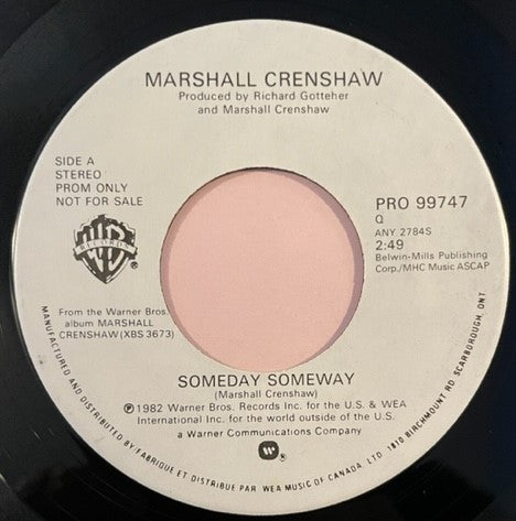 Marshall Crenshaw : Someday, Someway (7", Single, Mono, Promo)
