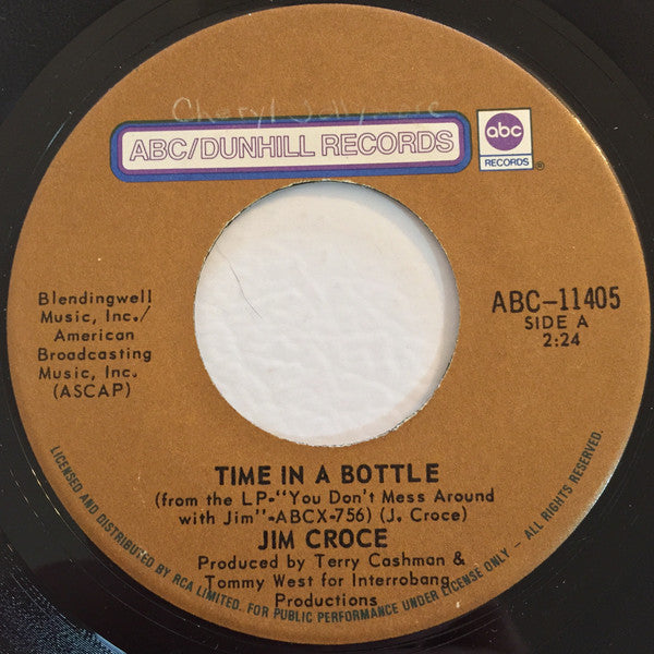 Jim Croce : Time In A Bottle (7", Single)