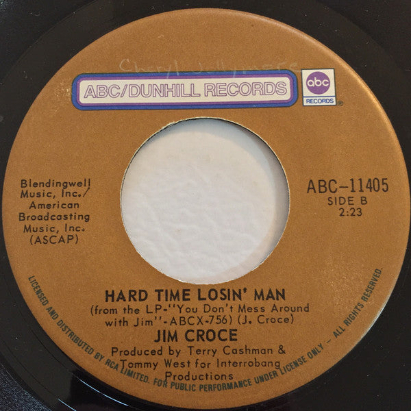 Jim Croce : Time In A Bottle (7", Single)