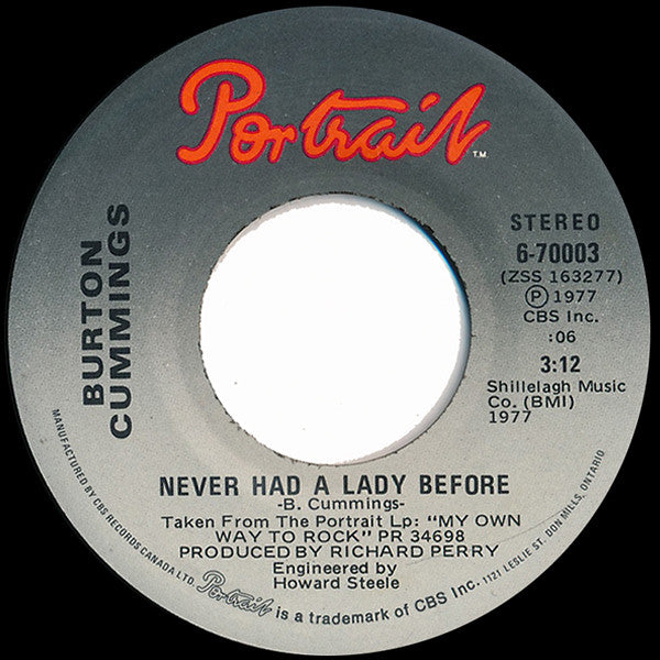 Burton Cummings : Timeless Love / Never Had A Lady Before (7", Single)
