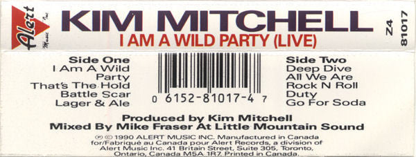 Kim Mitchell : I Am A Wild Party (Live) (Cass, Album, Dol)