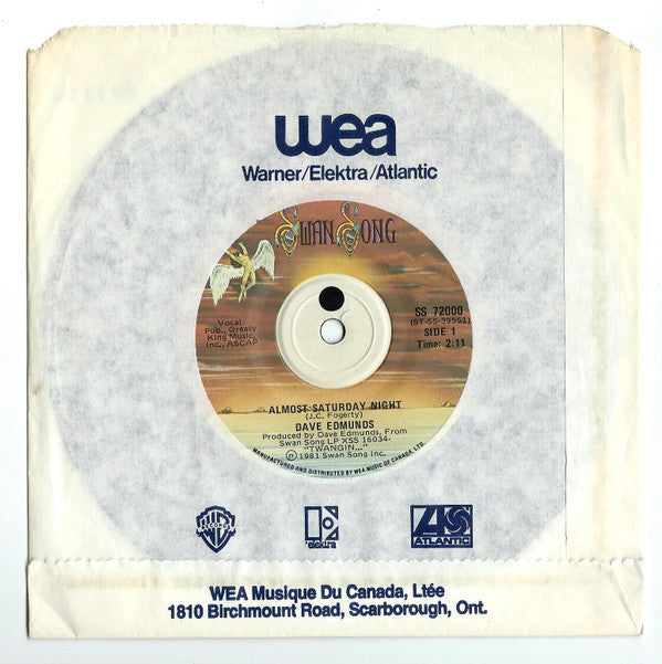 Dave Edmunds : Almost Saturday Night (7", Single)