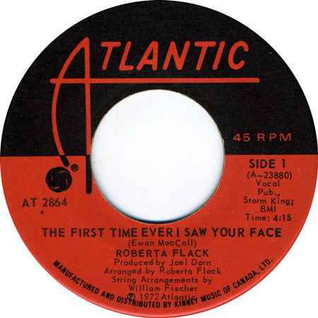 Roberta Flack : The First Time Ever I Saw Your Face (7", Single)