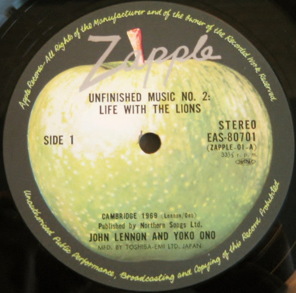 John Lennon & Yoko Ono : Unfinished Music No. 2: Life With The Lions (LP, Album, RE)