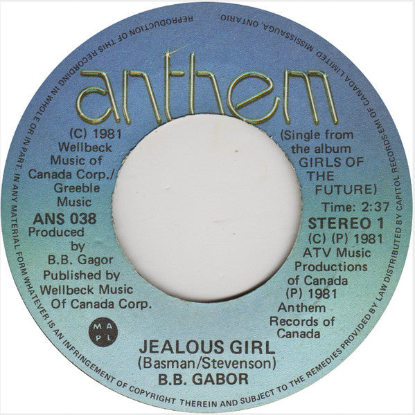 BB Gabor : Jealous Girl (7", Single)