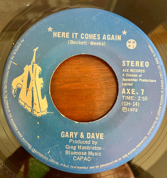 Gary & Dave : Here It Comes Again (7", Single)