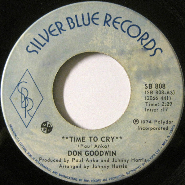 Don Goodwin : Time To Cry (7", Single)
