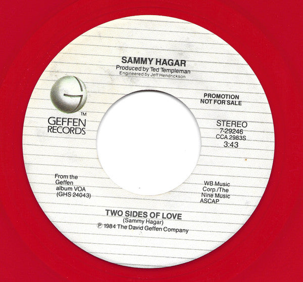 Sammy Hagar : Two Sides Of Love (7", Promo, Red)