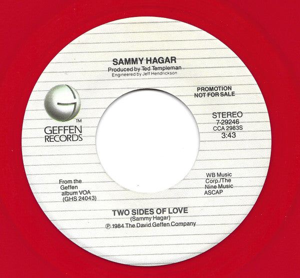 Sammy Hagar : Two Sides Of Love (7", Promo, Red)