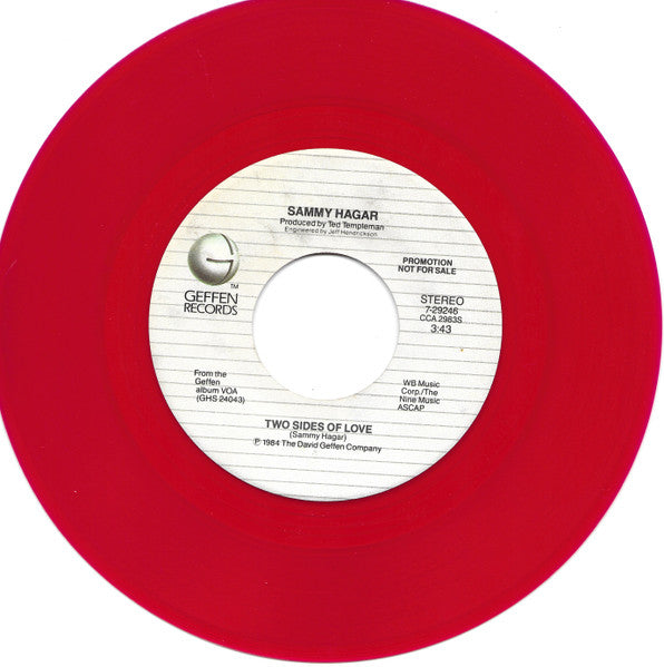 Sammy Hagar : Two Sides Of Love (7", Promo, Red)