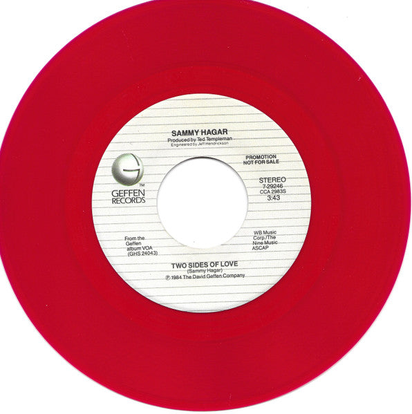 Sammy Hagar : Two Sides Of Love (7", Promo, Red)