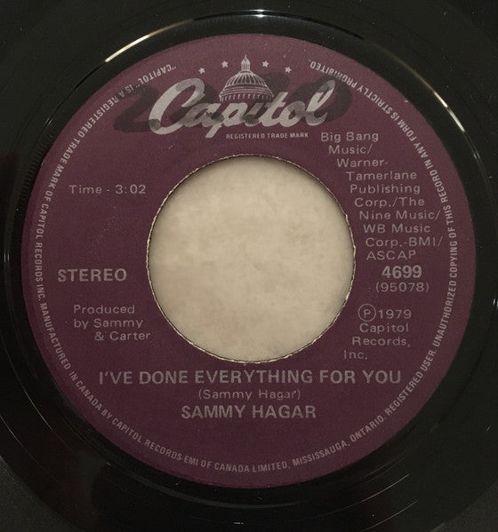 Sammy Hagar : (Sittin' On) The Dock Of The Bay (7", Single)