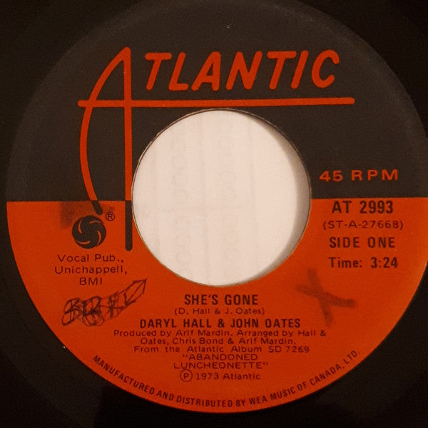 Daryl Hall & John Oates : She's Gone (7", Single)