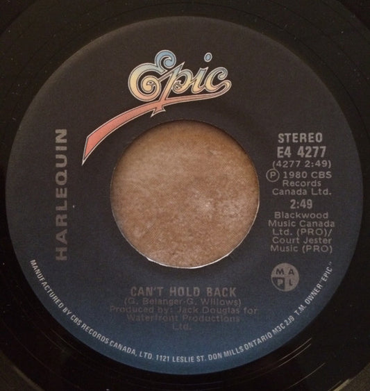 Harlequin (3) : Can't Hold Back (7", Single)