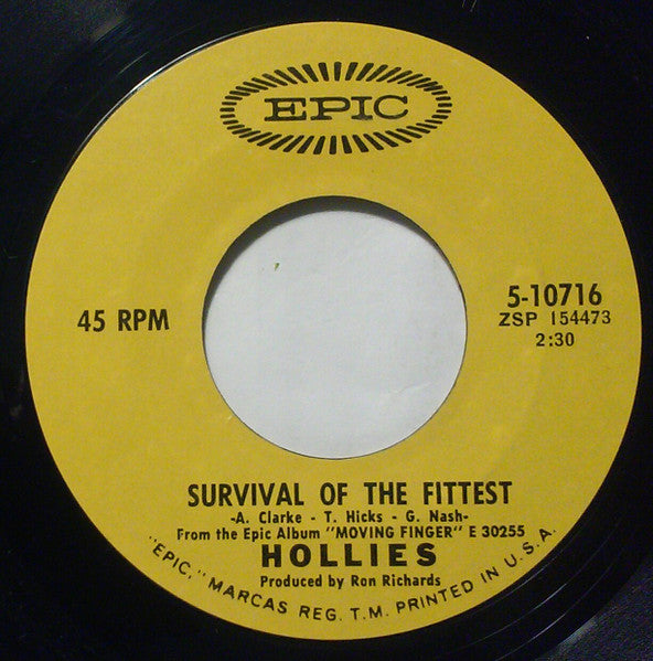 The Hollies : Survival Of The Fittest (7", Single, Mono)