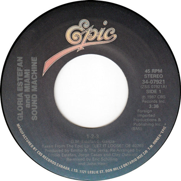 Gloria Estefan And Miami Sound Machine* : 1-2-3 (7", Single)