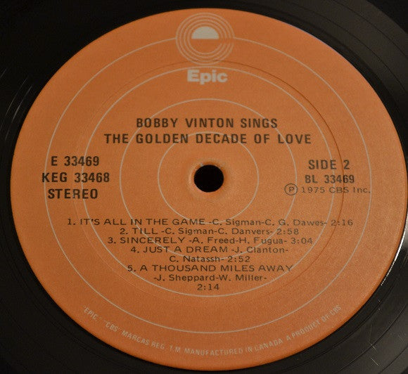 Bobby Vinton : Bobby Vinton Sings The Golden Decade Of Love (2xLP, Comp)