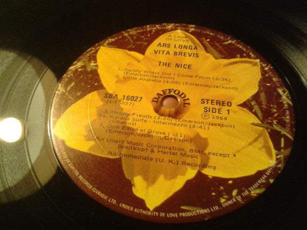 The Nice (Featuring Keith Emerson : Ars Longa Vita Brevis (LP, Album, RE)