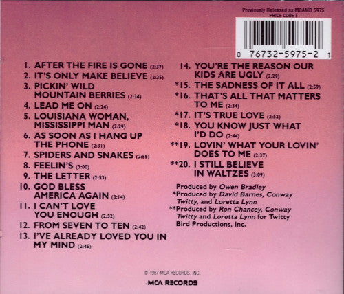 Conway Twitty & Loretta Lynn : 20 Greatest Hits (CD, Comp, RE)